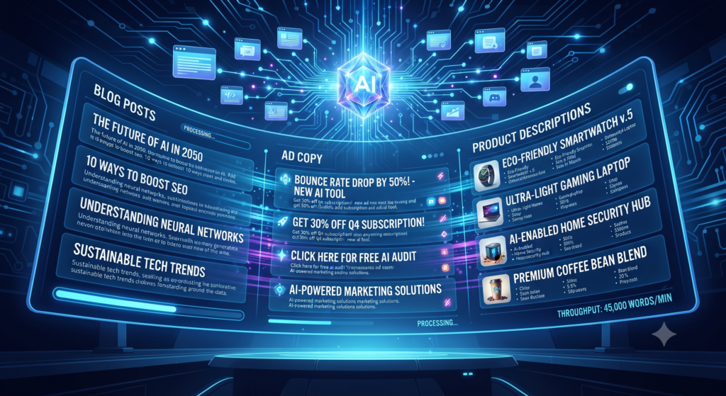 AI content creation strengths — speed, scale, and SEO optimization