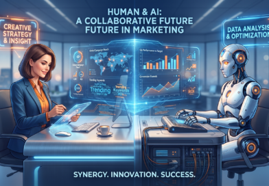 Will AI Replace Digital Marketing — human marketer and AI working together