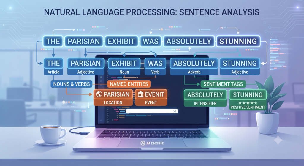 Several techniques work together to make NLP successful. Natural Language Understanding (NLU) focuses on interpreting meaning, identifying intent, and understanding context
