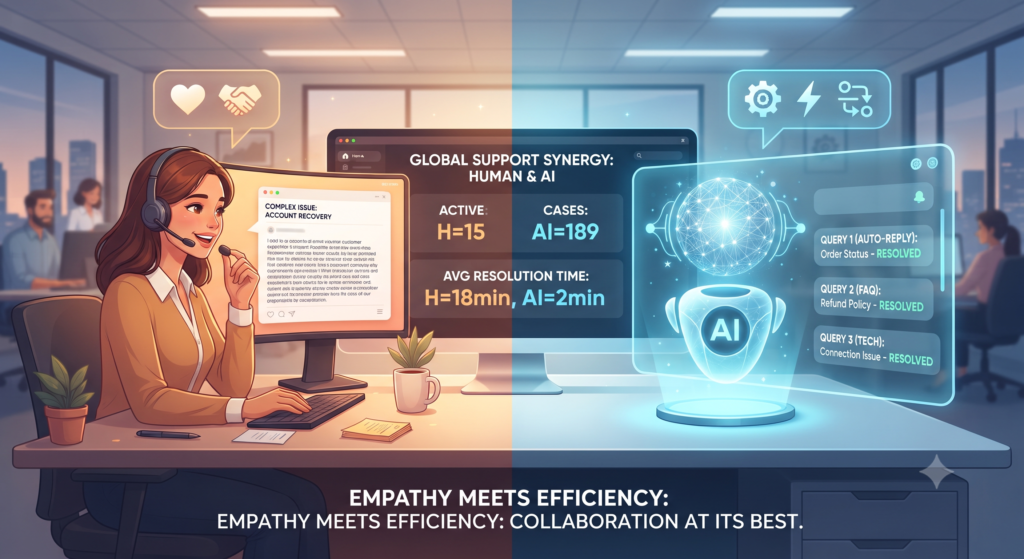 AI and human teams collaborating for better customer experience