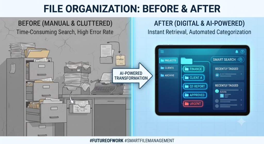 Comparison between traditional manual DAM and AI-powered Digital Asset Management