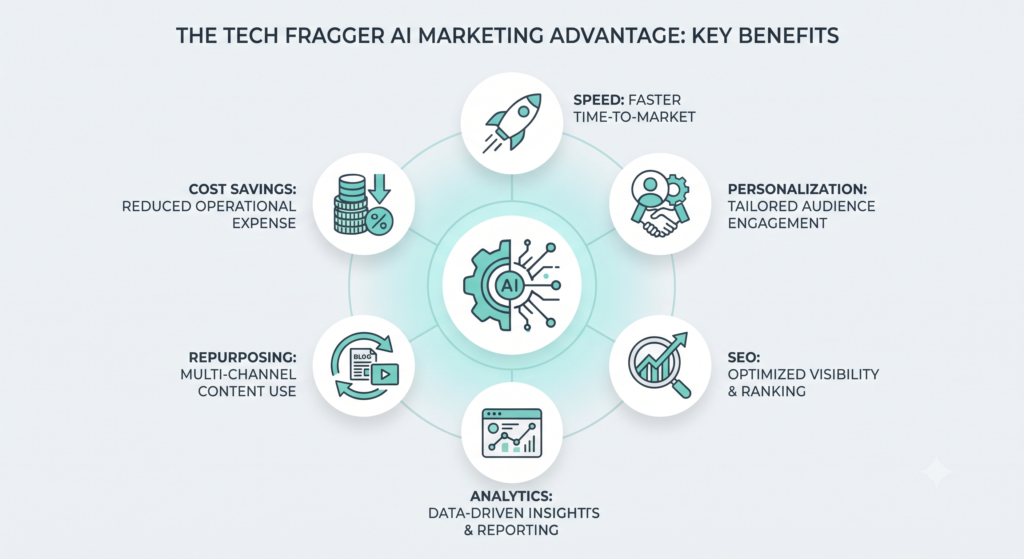 Key benefits of AI content marketing infographic