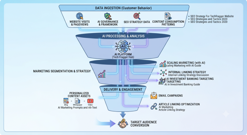 AI-powered marketing funnel analyzing customer behavior and automating campaigns