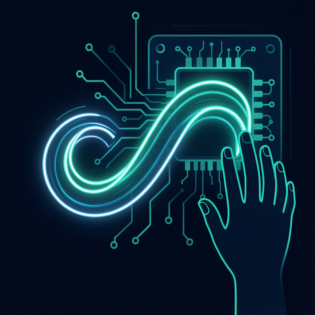 An abstract continuous loop illustration symbolizing the ongoing cycle of human feedback and AI model optimization.